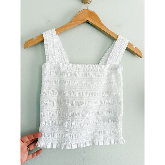 Madewell | NWT Poplin Smocked Tank in White | Sz XS - Picture 3 of 10